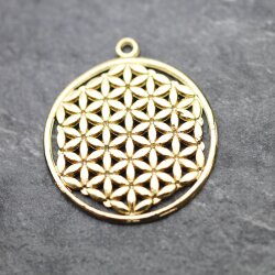 5 Flower of Life Charms Pendants 33 mm Gold