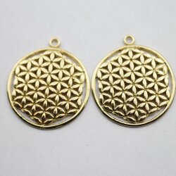 5 Flower of Life Charms Pendants 33 mm Gold