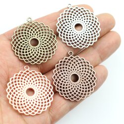 5 Torus Yantra Round Pendants 39 mm. antique copper