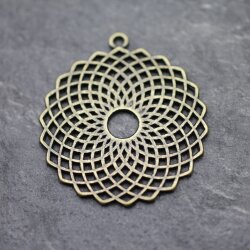 5 Torus Yantra Round Pendants 39 mm. altmessing