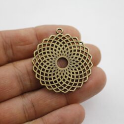 5 Torus Yantra Round Pendants 39 mm. altmessing