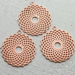 5 Torus Yantra Round Pendants 39 mm. Rose Gold