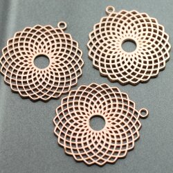 5 Torus Yantra Round Pendants 39 mm. Rose Gold