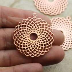 5 Torus Yantra Round Pendants 39 mm. Rose Gold