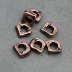 10 Irregular Metal Beads 10x10 mm (Ø 5 mm) Antique Copper