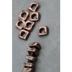 10 Irregular Metal Beads 10x10 mm (Ø 5 mm) Antique Copper