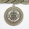 5 Sri Yantra Pendants 36 mm, Antique Brass