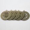 5 Sri Yantra Pendants 36 mm, Antique Brass