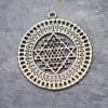 5 Anhänger Shri Yantra 36 mm, altmessing