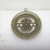 5 Sri Yantra Pendants 36 mm, Antique Brass