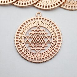 5 Sri Yantra Pendants 36 mm, Rose Gold