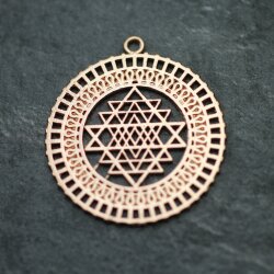 5 Anhänger Shri Yantra 36 mm, Rose Gold