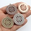 5 Sri Yantra Pendants 36 mm, Rose Gold