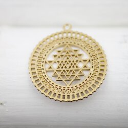 5 Anhänger Shri Yantra 36 mm, Matt Gold