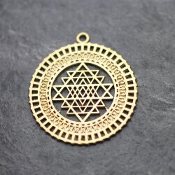 5 Anhänger Shri Yantra 36 mm, Matt Gold