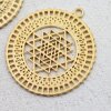 5 Sri Yantra Pendants 36 mm, Matte Gold