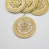 5 Sri Yantra Pendants 36 mm, Matte Gold