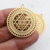 5 Sri Yantra Pendants 36 mm, Matte Gold