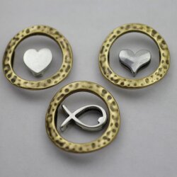 1 Large Circle Slider Beads, Matte Gold