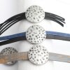 5 Hammered Beads, Circle Slider Beads, Jet Hematite