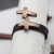 5 Schiebeperlen Kreuz für 10x2 mm flaches Leder, Altkupfer