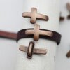 5 Cross Sliderbeads for 10x2 mm flat braided leather Antique Copper