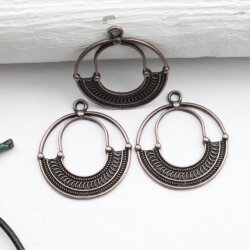 5 Boho charms, Fligree Charms, Large Boho Pendant, antique copper