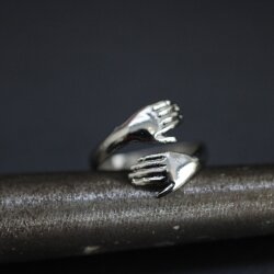 Liebe Umarmung verstellbarer Ring Rhodium