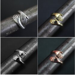 Liebe Umarmung verstellbarer Ring Rhodium