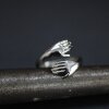 Hugging Ring Hug Hand Stackable Ring Rhodium