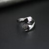 Liebe Umarmung verstellbarer Ring Rhodium