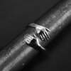 Hugging Ring Hug Hand Stackable Ring Rhodium