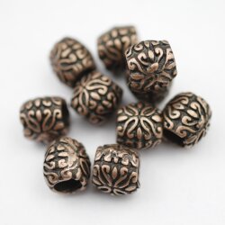 10 Florale Perlen, Metall Perlen, Altkupfer