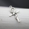 10 Ankh cross Snake Charms Pendant, Antique Silver