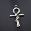 10 Ankh cross Snake Charms Pendant, Antique Silver