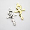 10 Ankh cross Snake Charms Pendant, Antique Silver