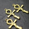 5 Ankh cross Snake Charms Pendant, Gold