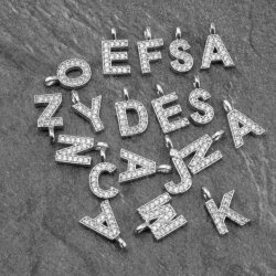Süße Buchstaben Anhänger Charms mit Kristallen, Altsilber "S"