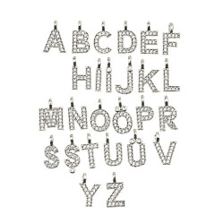 Letter Charms, Initial Alphabet Letter Pendant, Cz Letter Charms, Antique Silver Z