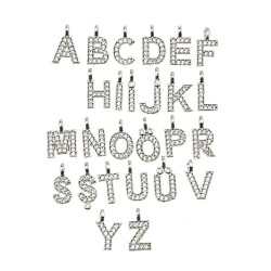 Letter Charms, Initial Alphabet Letter Pendant, Cz Letter Charms, Antique Silver Y