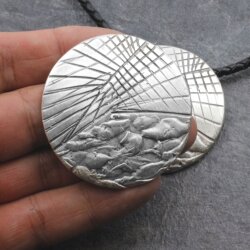 Large Silver Pendant, Zamak Jewelry