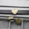 10 Heart slider Beads, Antique Brass