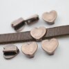 10 Heart slider Beads, Antique Copper