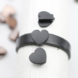 10 Heart slider Beads, Matte Black