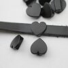 10 Heart slider Beads, Matte Black