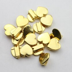 10 Heart slider Beads, Gold