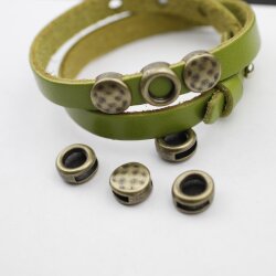10 Slider Beads, Antique Brass