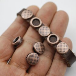 10 Slider Beads, Antique Copper