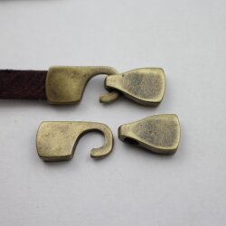 5 sets Leather Bracelet hook clasp, Antique Brass