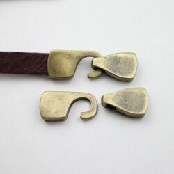 5 sets Leather Bracelet hook clasp, Antique Brass